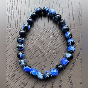 Dark blue orca agate bracelet 8mm